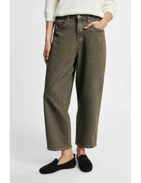 Please jeans met wijde pijpen, cropped fit en vijf zakken