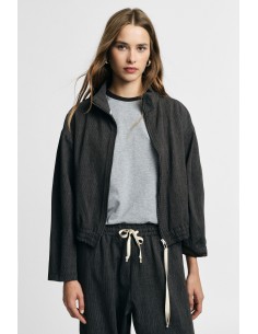 Sweat-shirt court zippé avec bas élastiqué S’il vous plaît