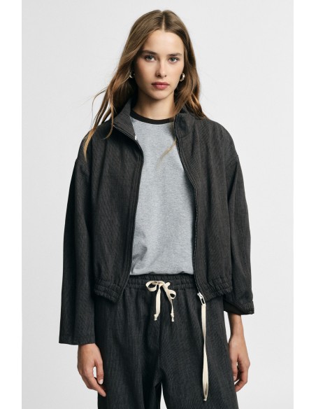 Sweat-shirt court zippé avec bas élastiqué S’il vous plaît