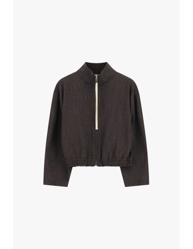 Sweat-shirt court zippé avec bas élastiqué S’il vous plaît