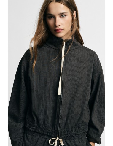 Sweat-shirt court zippé avec bas élastiqué S’il vous plaît