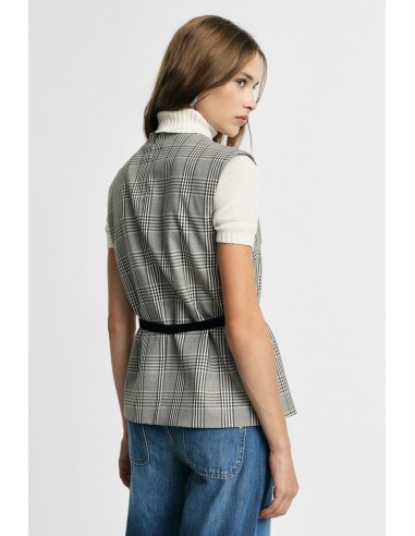 Gilet à carreaux avec ceinture et fente frontale Please