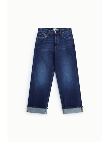Jean ample taille haute à revers en bas Please