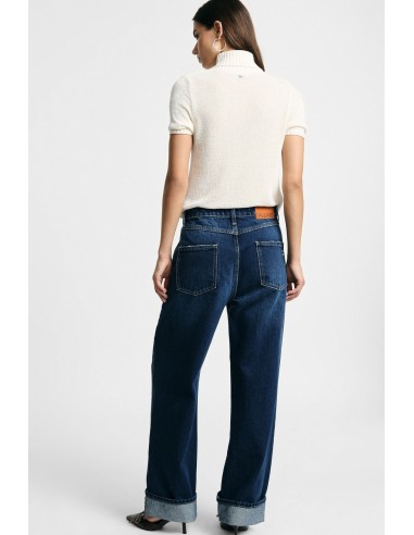 Jean ample taille haute à revers en bas Please