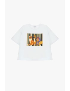 T-shirt à col rond avec imprimé illustré sur le devant 2