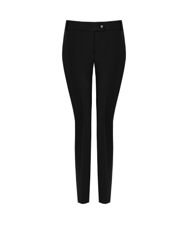 Rechte broek van technische stof met knoop met Rinascimento-logo