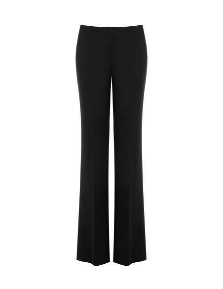 Pantalon droit en crêpe scuba à taille élastiquée Rinascimento
