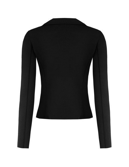 Veste blazer courte cintrée à double boutonnage en crêpe scuba avec boutons coordonnés Rinascimento