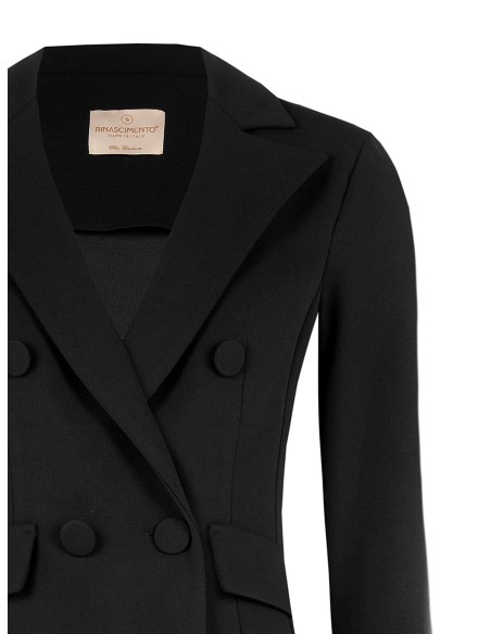 Getailleerde korte blazer met dubbele rij knopen van scuba-crêpe met bijpassende knopen van Rinascimento
