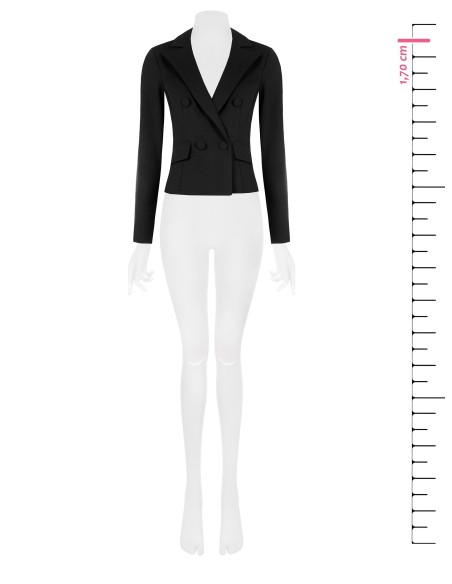 Veste blazer courte cintrée à double boutonnage en crêpe scuba avec boutons coordonnés Rinascimento