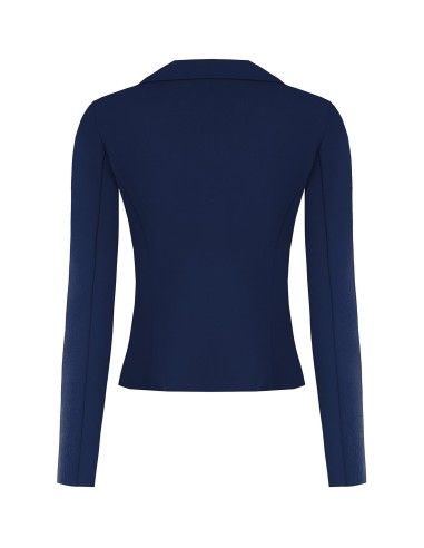 Veste blazer courte cintrée à double boutonnage en crêpe scuba avec boutons coordonnés Rinascimento