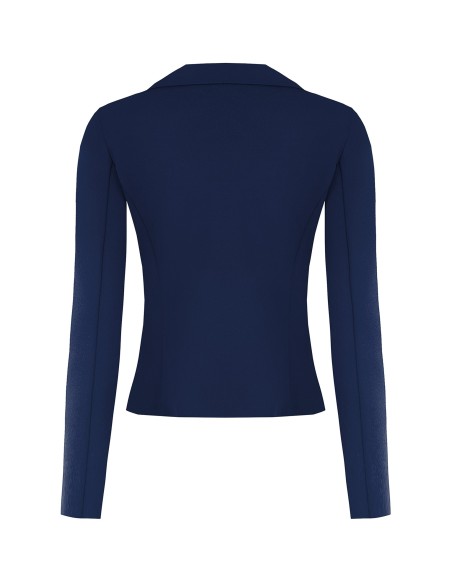 Veste blazer courte cintrée à double boutonnage en crêpe scuba avec boutons coordonnés Rinascimento