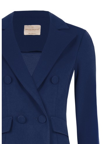 Getailleerde korte blazer met dubbele rij knopen van scuba-crêpe met bijpassende knopen van Rinascimento