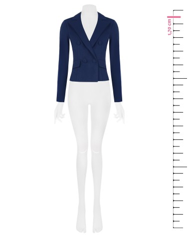 Getailleerde korte blazer met dubbele rij knopen van scuba-crêpe met bijpassende knopen van Rinascimento