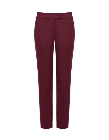 Pantalon cigarette en scuba crêpe avec bouton assorti Rinascimento