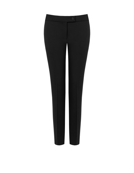 Pantalon cigarette en tissu cady avec bouton métallique ton sur ton Rinascimento