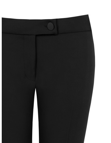 Pantalon cigarette en tissu cady avec bouton métallique ton sur ton Rinascimento