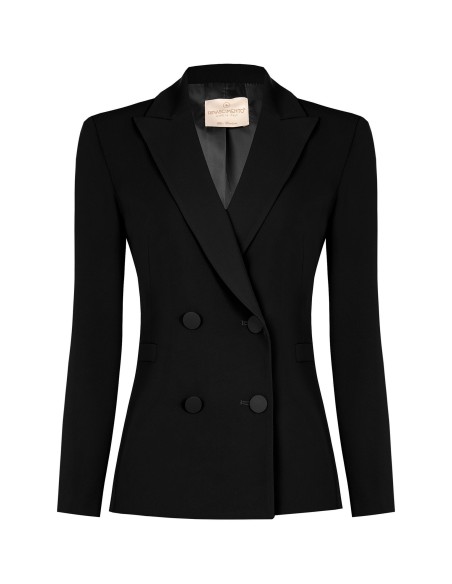 Getailleerde blazer van cadistof met ton-sur-ton metalen knopen – Rinascimento