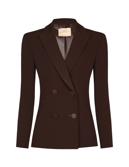 Veste blazer cintrée en tissu cady avec boutons métalliques ton sur ton Rinascimento