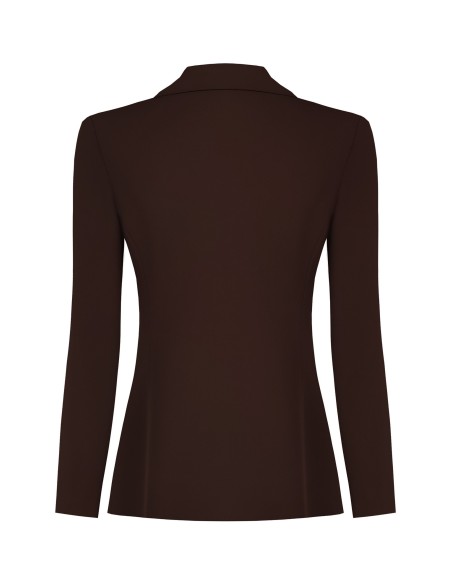 Veste blazer cintrée en tissu cady avec boutons métalliques ton sur ton Rinascimento
