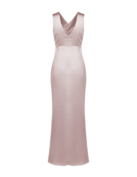 Robe longue en satin structuré croisée avec double décolleté en V Rinascimento