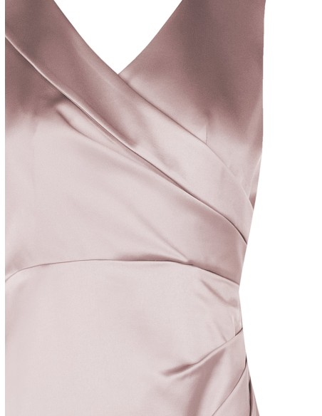 Robe longue en satin structuré croisée avec double décolleté en V Rinascimento