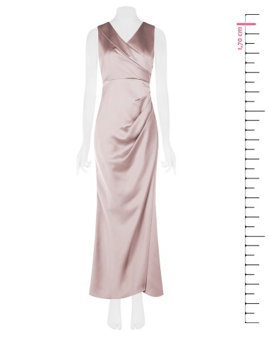 Robe longue en satin structuré croisée avec double décolleté en V Rinascimento