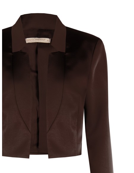 Veste Spencer courte ouverte en satin sans revers Rinascimento