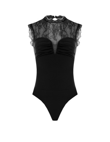 Body moulant en jersey avec empiècement en dentelle Chantilly Rinascimento
