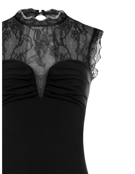 Body moulant en jersey avec empiècement en dentelle Chantilly Rinascimento