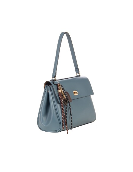 Sac à bandoulière en similicuir lisse avec breloques décoratives et bandoulière amovible Rinascimento