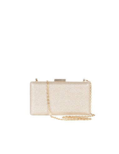 Pochette rigide pailletée avec fermeture pailletée et bandoulière chaîne Rinascimento