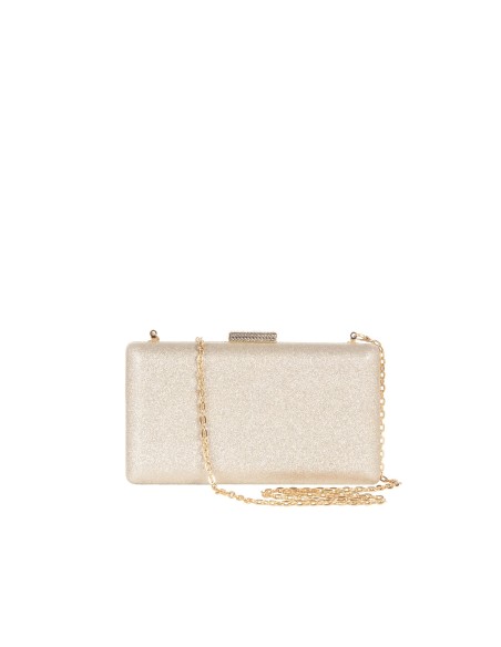 Pochette rigide pailletée avec fermeture pailletée et bandoulière chaîne Rinascimento