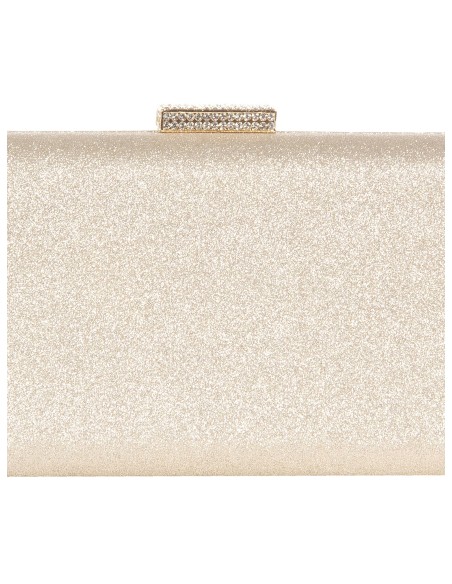 Pochette rigide pailletée avec fermeture pailletée et bandoulière chaîne Rinascimento