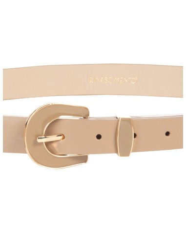 Ceinture fine en similicuir avec logo RR et boucle brillante ton sur ton Rinascimento