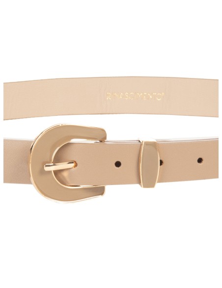 Ceinture fine en similicuir avec logo RR et boucle brillante ton sur ton Rinascimento