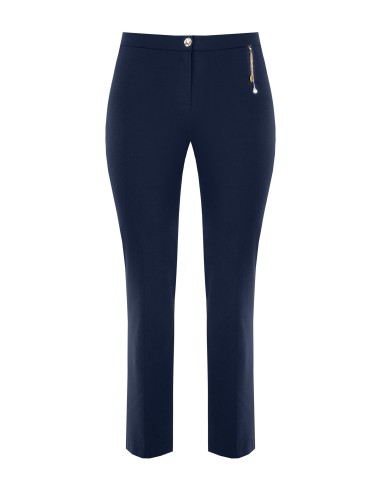 Pantalon droit curvy en scuba crêpe avec détail bijou chaînes et perle Rinascimento Curvy