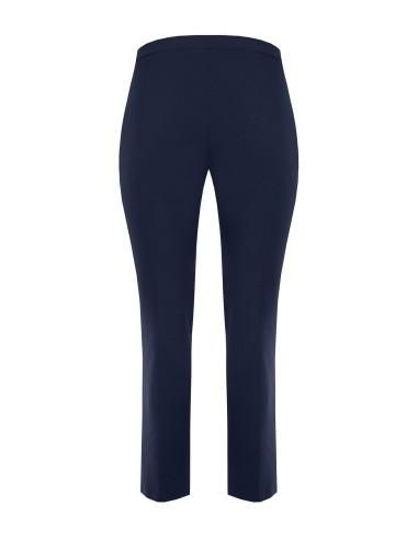 Rechte curvybroek van scuba-crêpe met sierdetail van kettingen en parel – Rinascimento Curvy