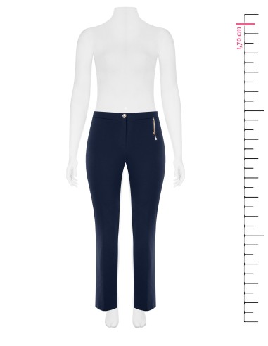 Pantalon droit curvy en scuba crêpe avec détail bijou chaînes et perle Rinascimento Curvy