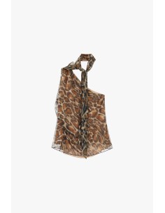 Dixie asymmetrische top met dierenprint en strik 2