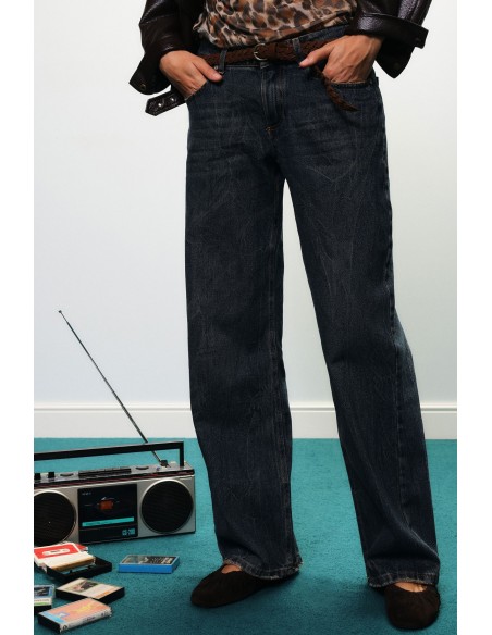 Jean large à effet usé, taille normale, Dixie