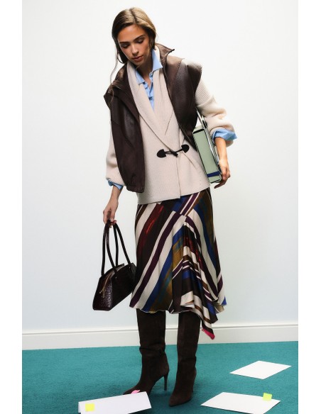 Jupe midi à imprimé rayé multicolore et ourlet asymétrique Dixie