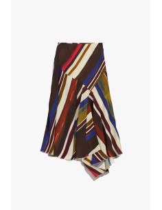 Jupe midi à imprimé rayé multicolore et ourlet asymétrique Dixie 2