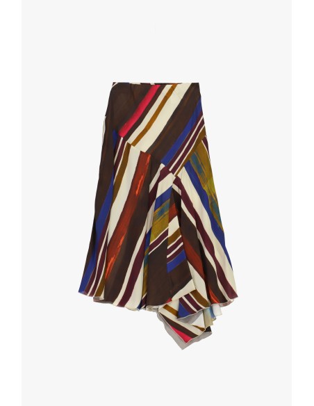 Jupe midi à imprimé rayé multicolore et ourlet asymétrique Dixie