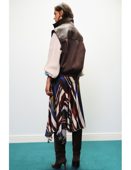 Jupe midi à imprimé rayé multicolore et ourlet asymétrique Dixie