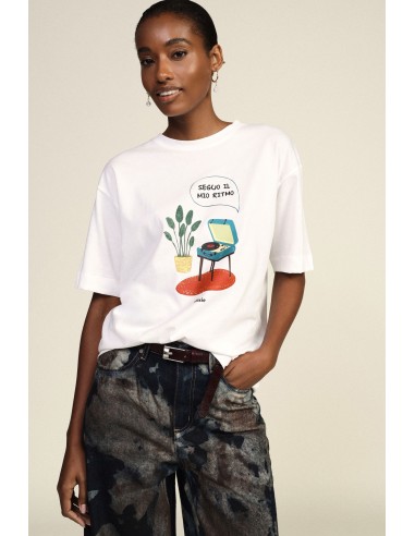 T-shirt oversize à col rond avec imprimé platine vinyle Dixie