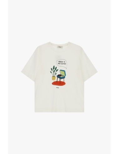 Oversized T-shirt met ronde hals en platenspelerprint Dixie