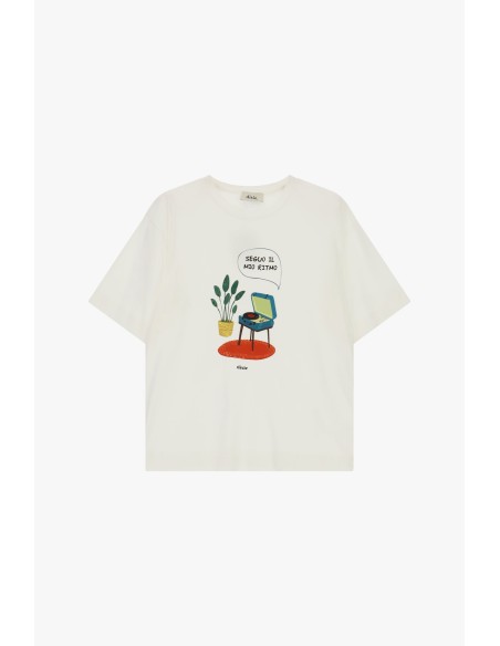 T-shirt oversize à col rond avec imprimé platine vinyle Dixie