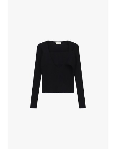 Pull côtelé avec encolure asymétrique et détail superposé Dixie