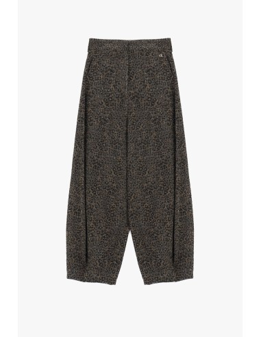 Pantalon palazzo fantaisie animalier taille haute Dixie